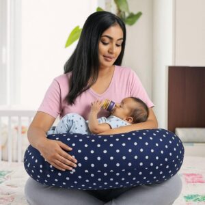 Breastfeeding Nurshing Pillow | Comfortable Feeding for Mom & Baby | Cradles The Baby Close to The Mother's Body | Adjustable Height | Washable Cover