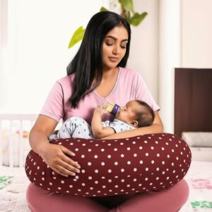 Breastfeeding Nurshing Pillow | Comfortable Feeding for Mom & Baby | Cradles The Baby Close to The Mother's Body | Adjustable Height | Washable Cover