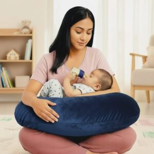 Breastfeeding Nurshing Pillow | Comfortable Feeding for Mom & Baby | Cradles The Baby Close to The Mother's Body | Adjustable Height | Washable Cover