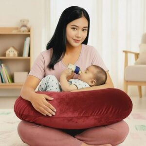 Breastfeeding Nurshing Pillow | Comfortable Feeding for Mom & Baby | Cradles The Baby Close to The Mother's Body | Adjustable Height | Washable Cover