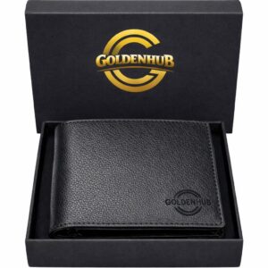 Goldenhub Genuine Leather Wallet for Men | Soft & Firm Leather | Multiple Card Slots | Coin Pocket | 2 Secret Compartments | Stylish & Durable Men's Wallet- Black
